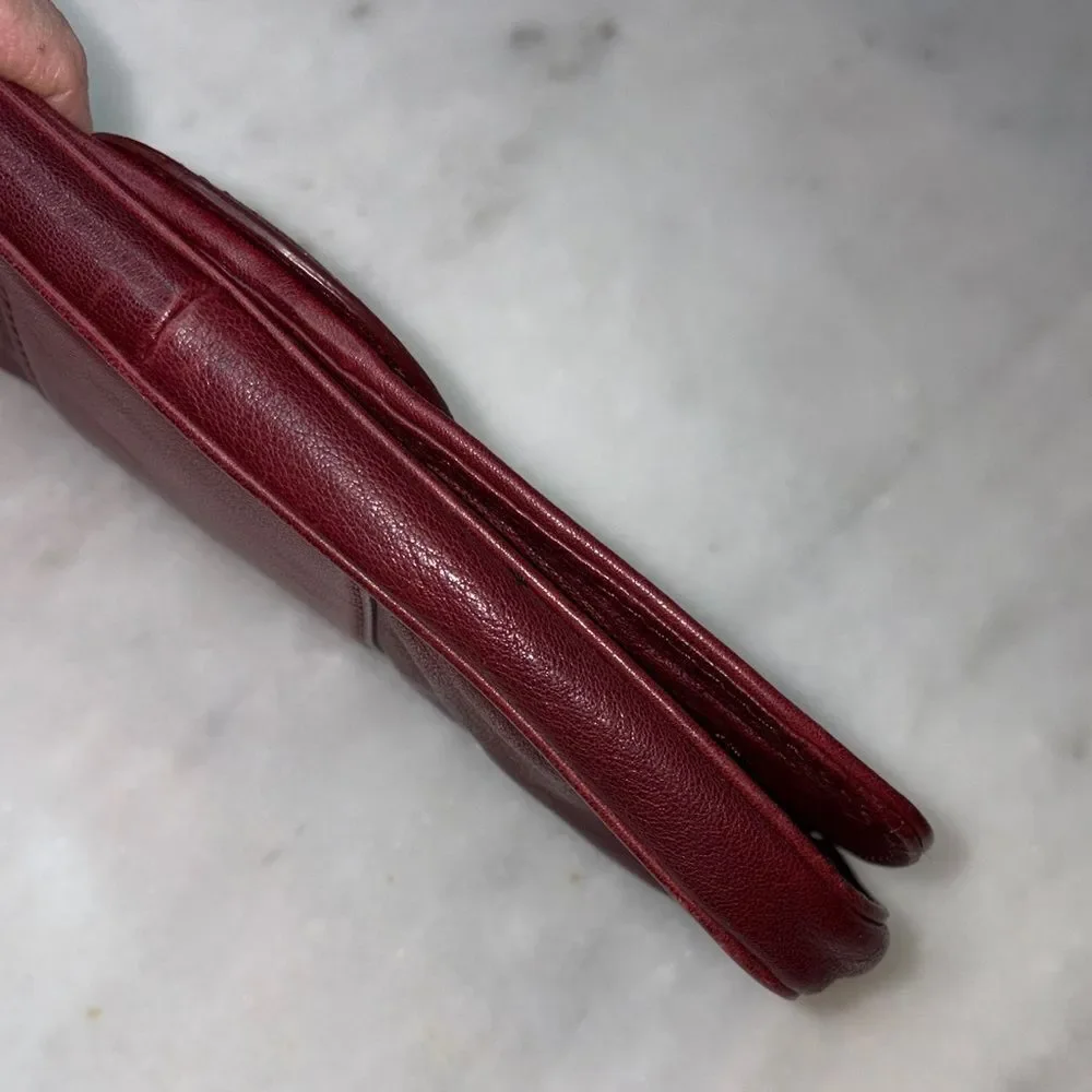 Michael Kors Clutch Bag Purse Leather Vintage Y2K Maroon Cranberry Buckle Bag